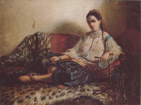 Lauret Aine Femme au narguile huile sur toile (mk32) oil painting image
